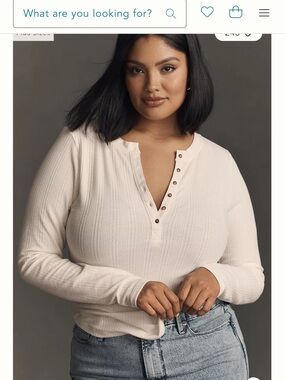 By Anthropologie Andie Ribbed Henley Top XL